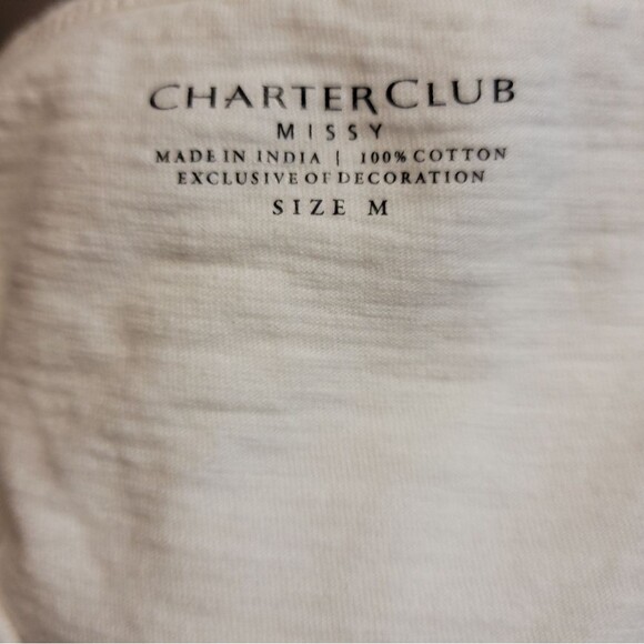 Charter Club Missy White Embroidered Tank Top Size Medium - Picture 5 of 8